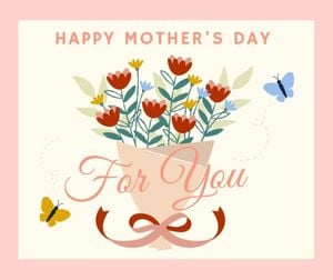 mothers day, mother day, greeting, Soft Pink Illustration Flower Bouquet Mother's Day Facebook Post Template