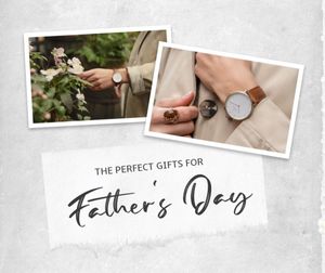 watch, promotion, promo, Silver Gray Perfect Gift Ideas For Father's Day Facebook Post Template