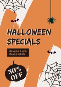 special offer, coupon, sale, Yellow Halloween Special Discount  Flyer Template