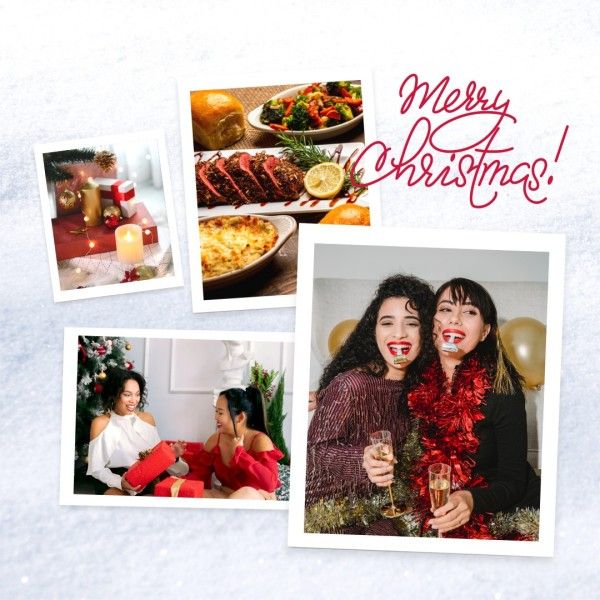 happy, celebration, greeting, Grey And Red Modern Christmas Holiday Photo Collage (Square) Template