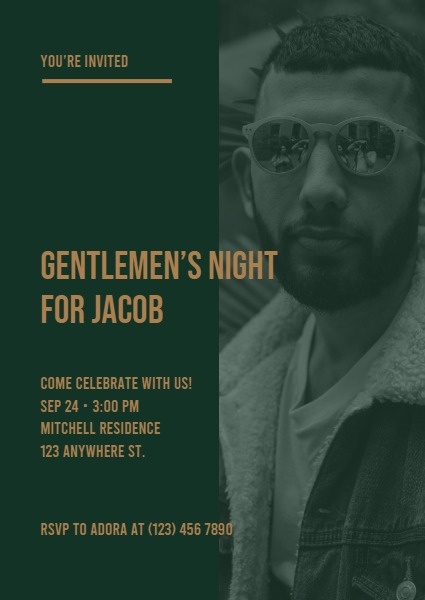 Green Gentlemen's Night Party Invitation