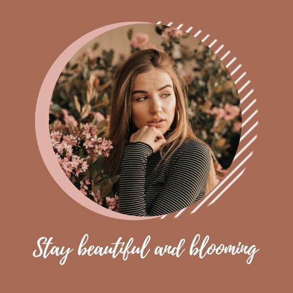 beautiful, blooming, woman, Brown Fashionable Girl Photo Instagram Post Template