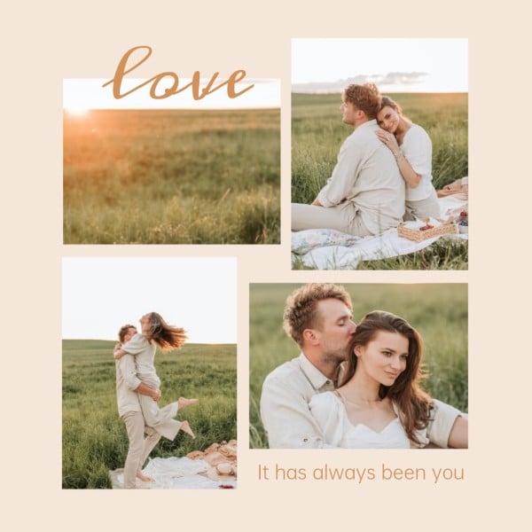 Bej Aşk Çift Sevgililer Günü Kolajı