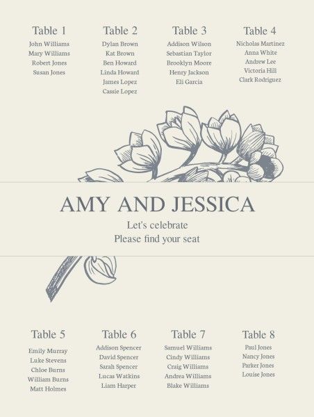 Beige Background Seating Chart