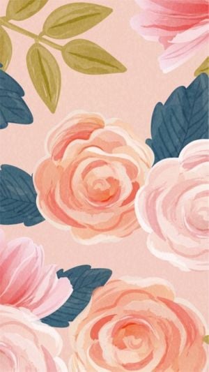 floral, rose, watercolor, Pink Illustration Beauty Flowers Mobile Wallpaper Template