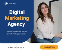 business, tips, girl, Blue Digital Marketing Agency Introduction Facebook Post Template