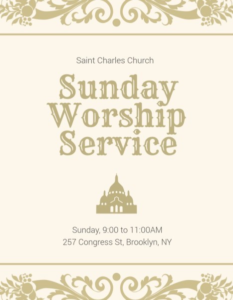 White Sunday Worship Service Church Program