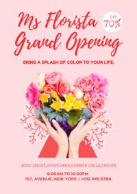 flower shop, new store, promotion, Flower Store Opening Poster Template