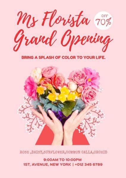 flower shop, new store, promotion, Flower Store Opening Poster Template