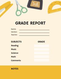 business, student, school, Yellow Background Report Card Template