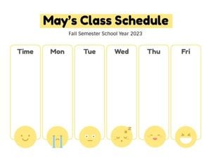 term, semester, blank, Yellow And White Background Class Schedule Template