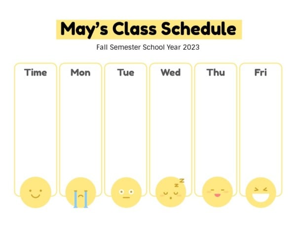 Yellow And White Background Class Schedule