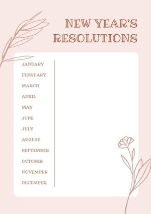 resolution, daily, minimalist, Pink New Year Planner Template