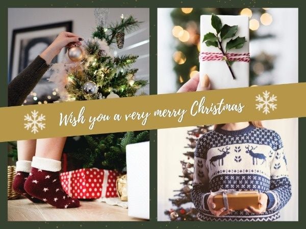 写真コラージュクリスマスグリーティング メッセージカード
