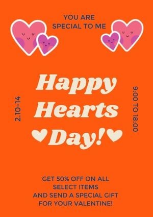 love, valentines day, valentine, Orange Happy Hearts Day Poster Template
