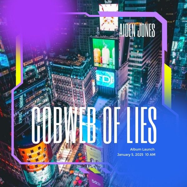 music, business, commercial, Purple Times Square Album Launch Album Cover Template