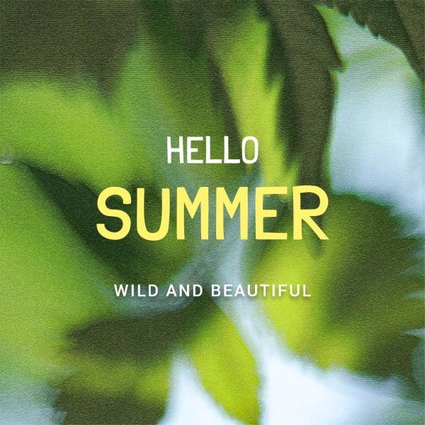 greeting, leaf, plant, Green Simple Hello Summer Instagram Post Template