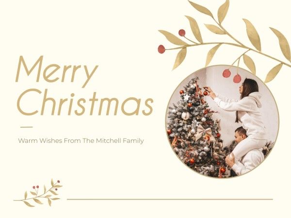xmas, holiday, wish, Beige Family Decoration Merry Christmas Card Template