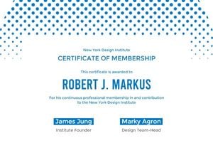 certificate of membership, membership, project, Blue Dot  Certificate Template
