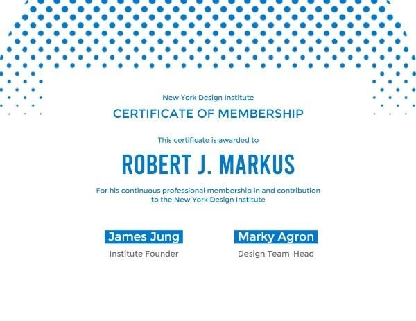 Blue Dot  Certificate