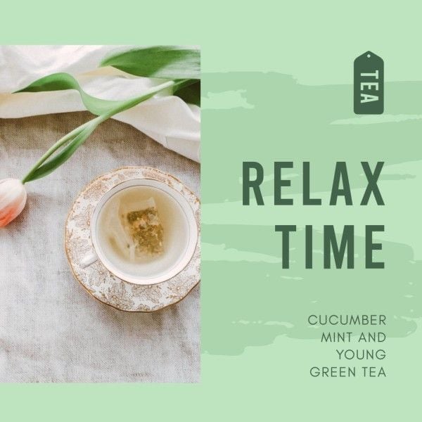promotion, healthy lifestyle, photo, Organic Green Tea Drink Marketing Branding Instagram Post Template