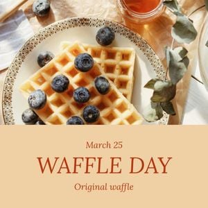 world waffle day, food, dessert, Beige Simple Photo International Waffle Day Instagram Post Template