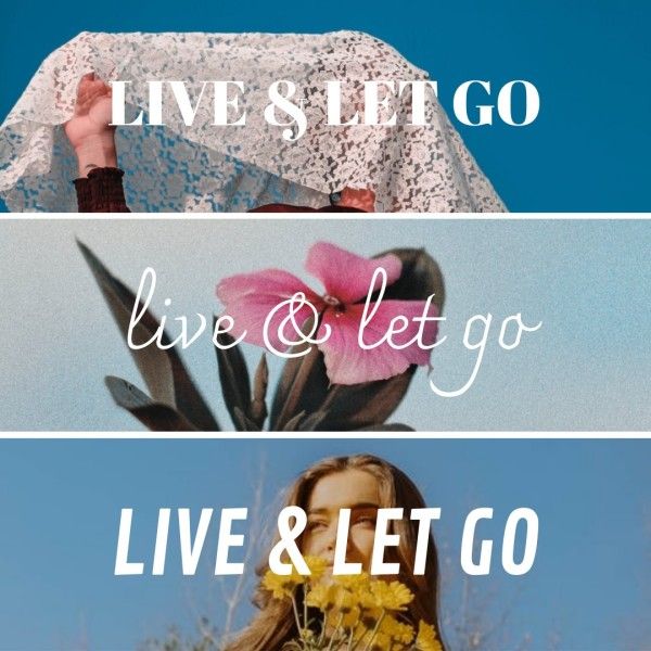 woman, girl, flower, Blue Life And Let Go Photo Collage (Square) Template