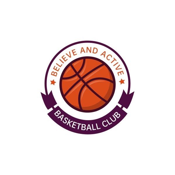 team, sport, sports, Purple And Orange Circle Basketball Club Logo Template