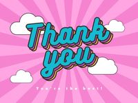 gratitude, thanks, grateful, Pink Blue Playful Thank You Card Template