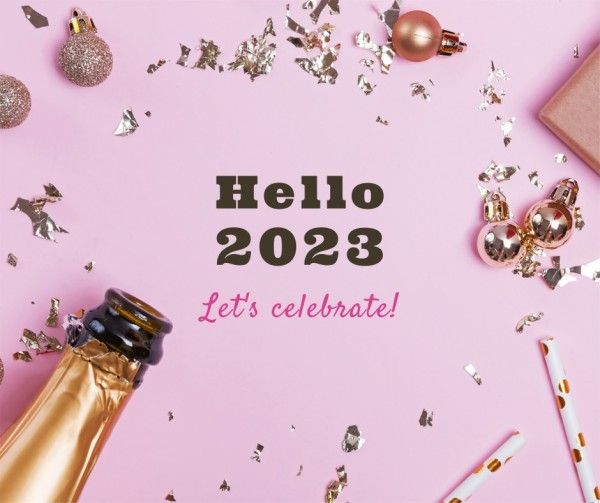 ピンクモダン新年のご挨拶 Facebook投稿