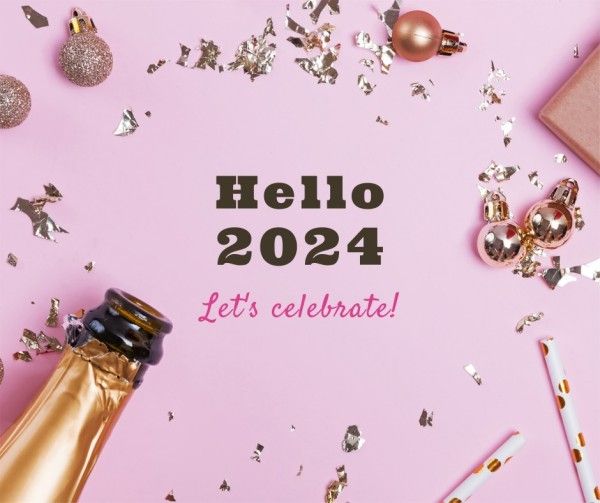 celebrate, celebration, holiday, Pink Modern New Year Greeting Facebook Post Template
