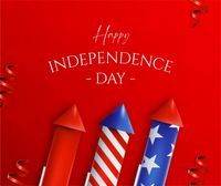 4th of july, america, celebration, Red 3d Modern Happy Independence Day Facebook Post Template