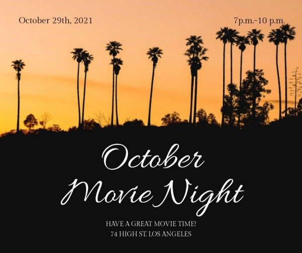 movie night, event, business, Sunset Movie Facebook Post Template