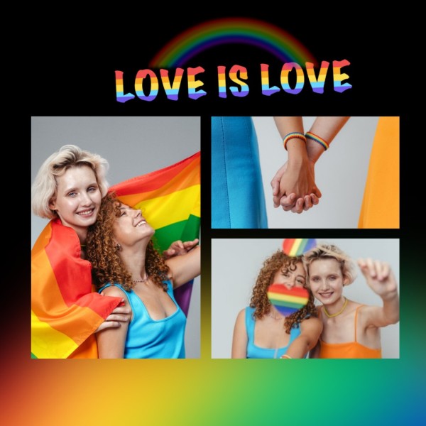 Colorful LGBT Love Couple Valentine Collage Photo Collage (Square) Template