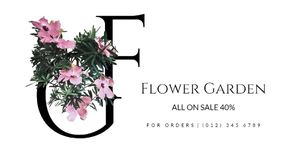 garden, discount, floral, White Flower Store Sale Twitter Post Template