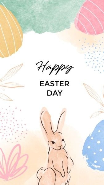 easter day, greeting, celebration, Soft Yellow Watercolor Illustration Happy Easter Instagram Story Template