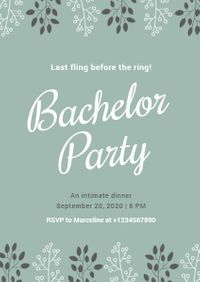 bridal shower, celebration, parties, Grey Green Bachelor Party Invitation Template
