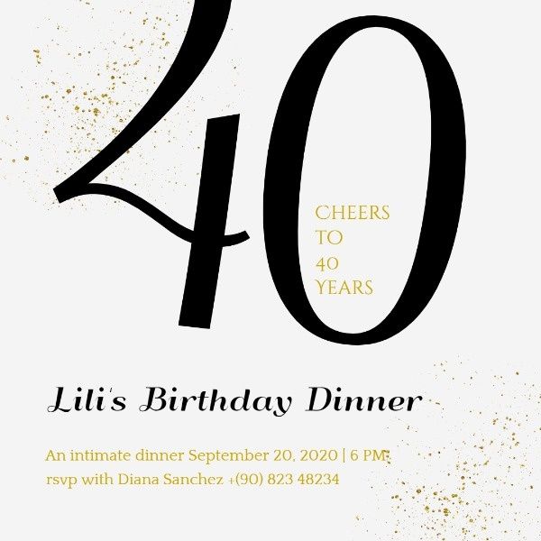 anniversary, happy, gathering, 40th Birthday Party Dinner Instagram Post Template