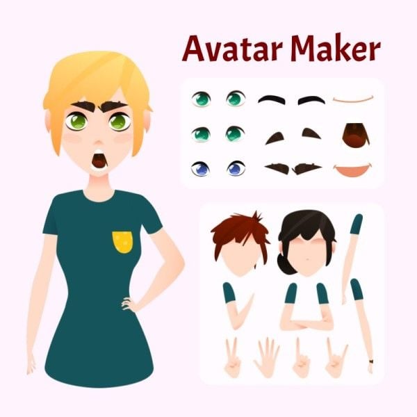 avatar maker, avatar designer, avatar builder, Blond Hair Cartoon Girl Avatar Template