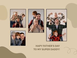 dad, family, love, Brown Beige Simple Father's Day Collage Photo Collage 4:3 Template