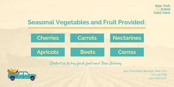 sale, vegetable, fruit, Simple Food Farm Ads Twitter Post Template