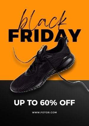 promotion, discount, shoes, Yellow And Black Simple Black Friday Sale Poster Template