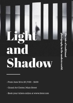 white, minimalist, photographer, Light And Shadow Photography Exhibition Poster Template