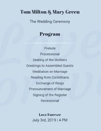 marry, couple, bride, Wedding Ceremony Program Template