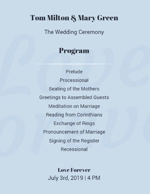 Wedding Ceremony Program