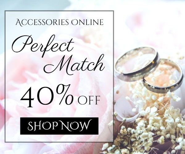 白花结婚戒指横幅广告 中尺寸广告