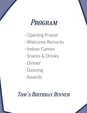 Striped Birthday Party Program