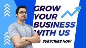subscribe, marketing, tutorial, White And Blue Business Tips Video Cover Youtube Thumbnail Template