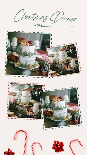 dessert, bake, beige, Christmas Cake Dinner Collage Photo Collage 9:16 Template