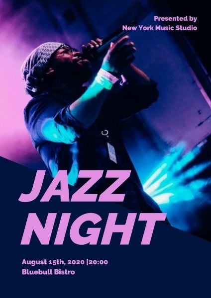 jazz music, music night, music performance, Simple Jazz Night Performance Poster Template